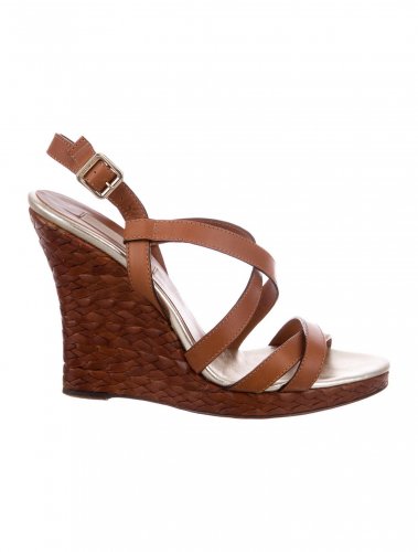 Sandalo con zeppa marrone
