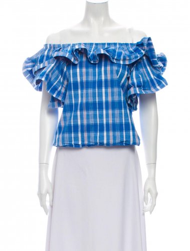 Top azzurro con spalle scoperte